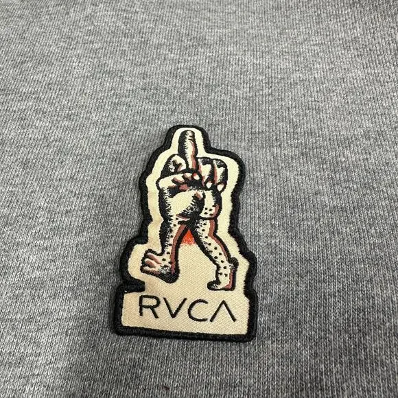 RVCA Mens Long Sleeve Crew Sweatshirt Pullover Middle Finger Gray Size XXL - Picture 8 of 8